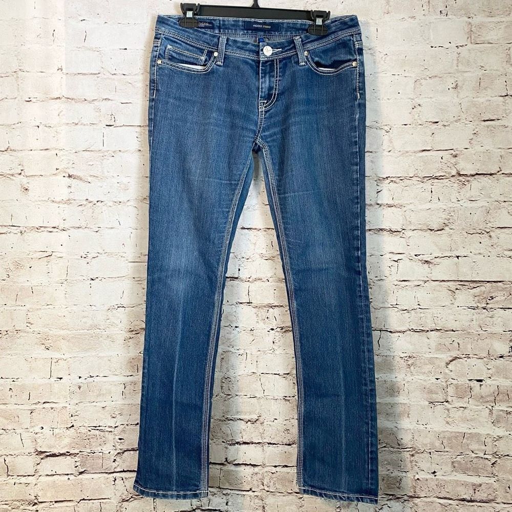 Vigoss Studio The Pacific Skinny Jeans Medium Wash Creased Denim Non Distressed